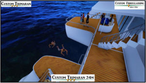 29 Custom Trimaran 24m Aft Deck People